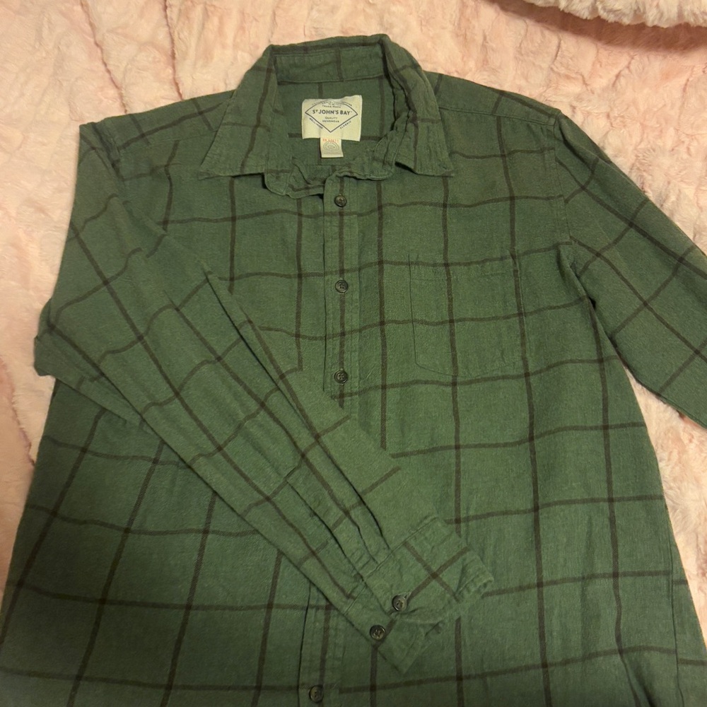 St. john’s bay green plaid flannel